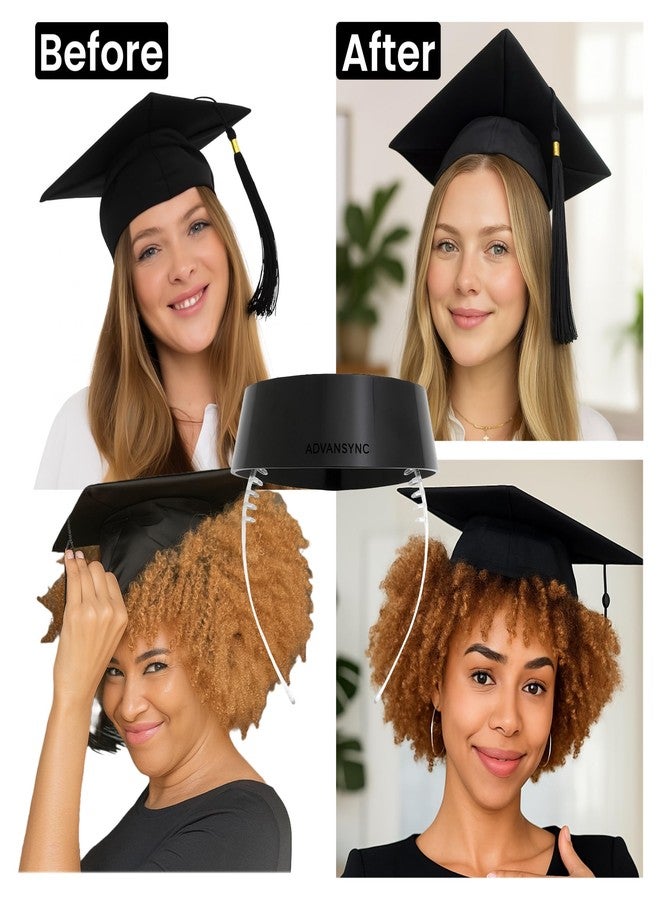 ADVANSYNC طوق رأس قبعة التخرج الفاخر من ADVANSYNC - يثبت قبعة التخرج على الشعر الطبيعي، والشعر المجعد، والضفائر، والجدائل، واللفائف، والشعر الأملس (أسود وشفاف) - Image 3